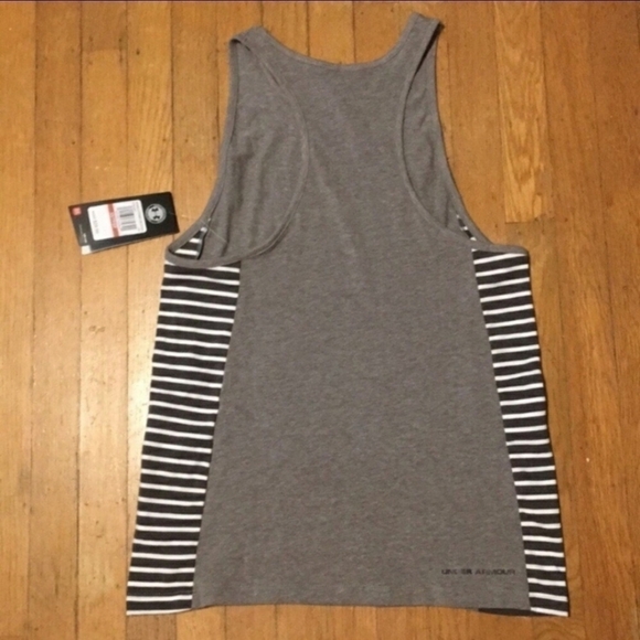 NWT Under Armor Gray Striped Active wear Tank Top - Picture 3 of 6